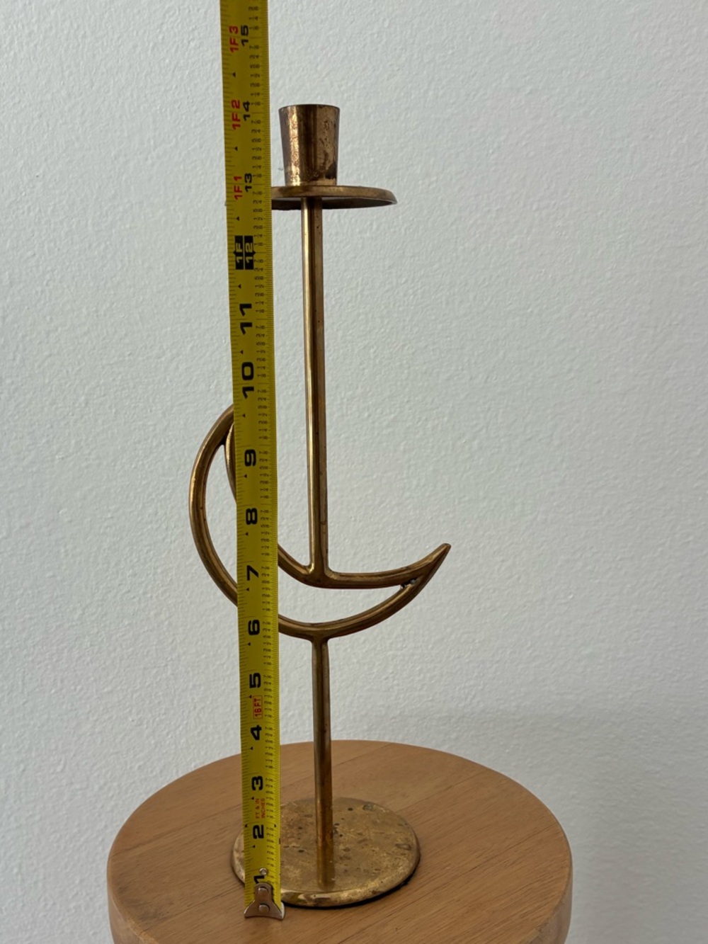 Vintage 90s Pier 1 Tall Celestial Moon Solid Brass Candlestick - Picture 6 of 9